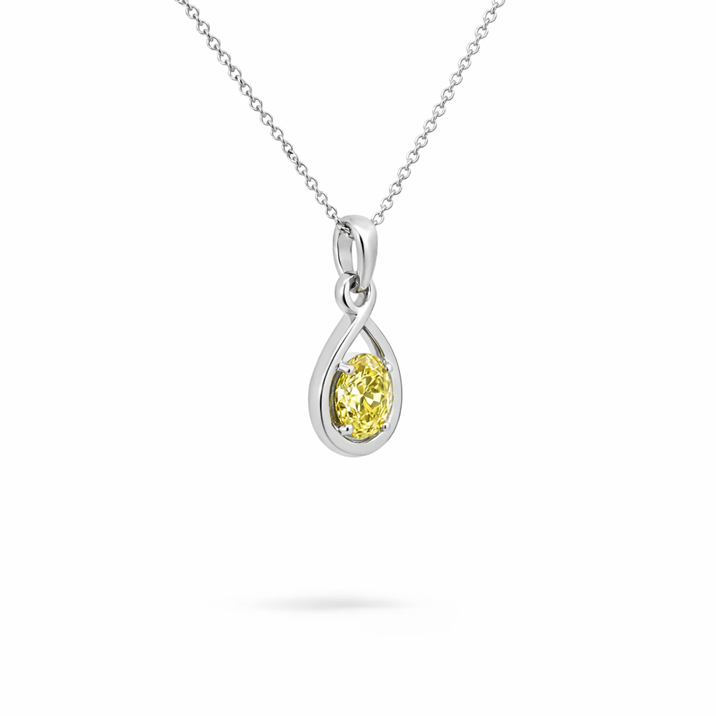 0.69ct Fancy Vivid Brownish Yellow Lab-Grown Diamond Pendant | Oval VS2 | IGI Certified | Rhodium 925 Silver | One of One