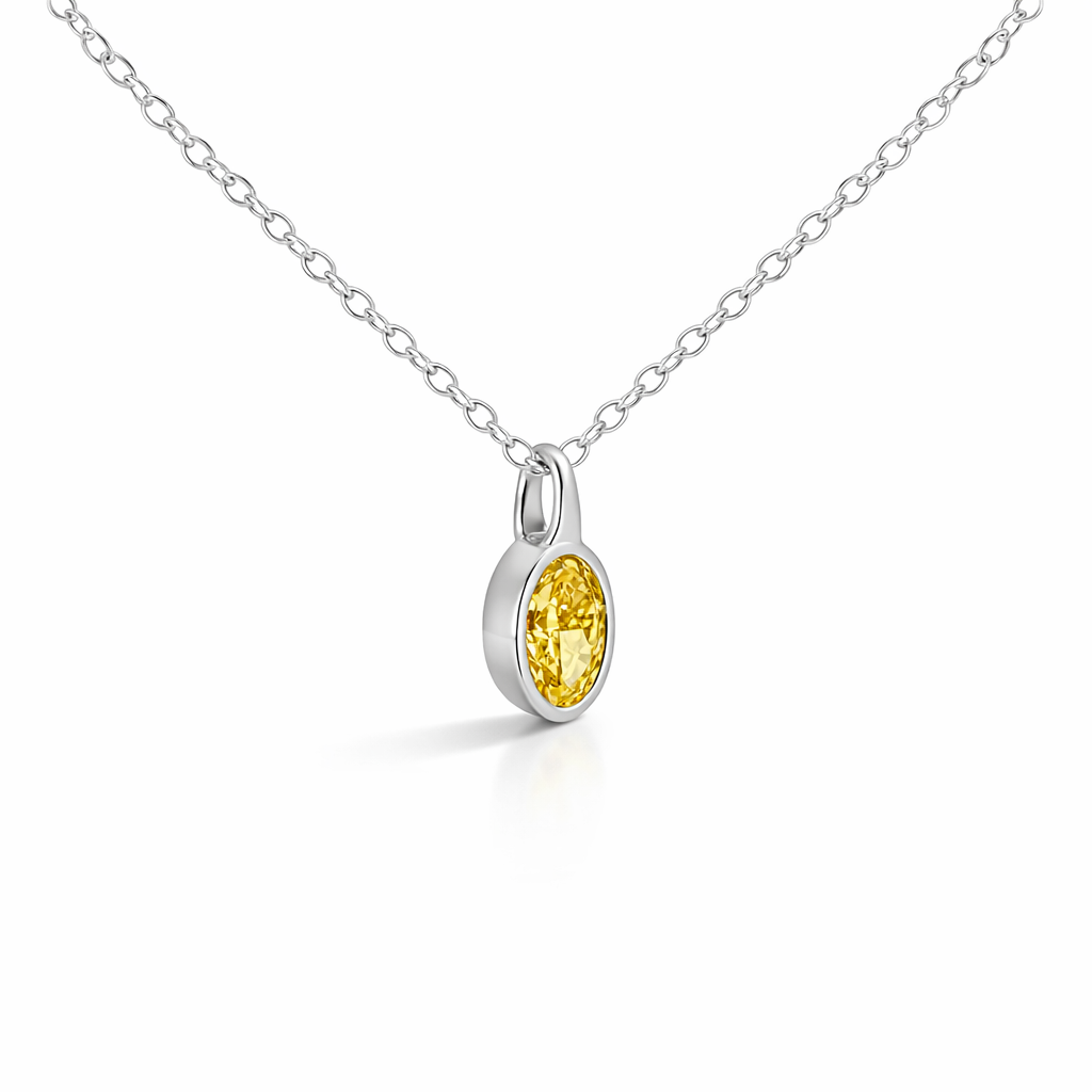 0.95ct Fancy Vivid Brownish Yellow Lab-Grown Diamond Pendant | Oval VS2 | Certified | Rhodium 925 Silver | One of One