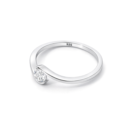 0.50 ct lab-grown diamond twist solitaire ring, angled view