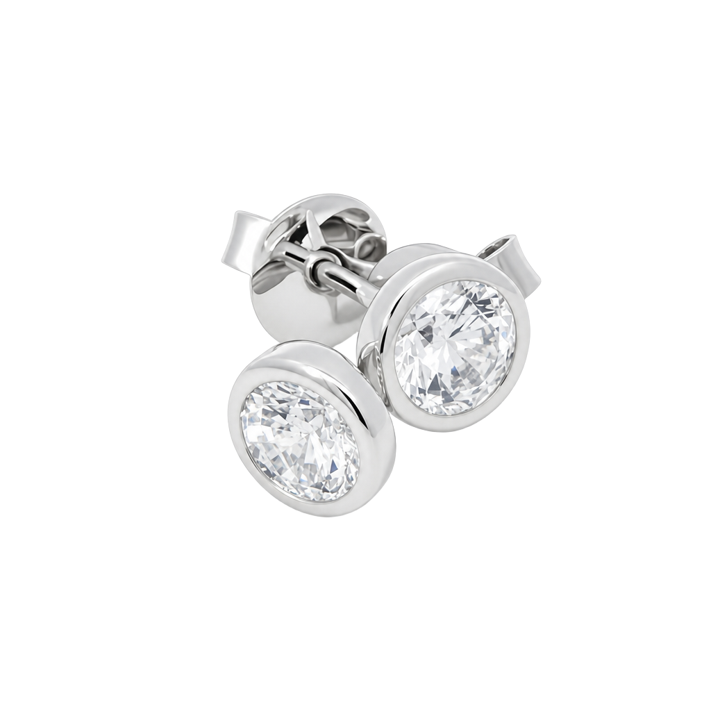 Bezel Moissanite Studs
