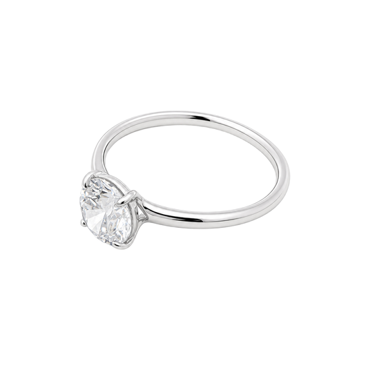 1 ct round lab-grown diamond floating solitaire ring, angled view