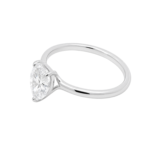 1 ct pear lab-grown diamond floating solitaire ring, angled view