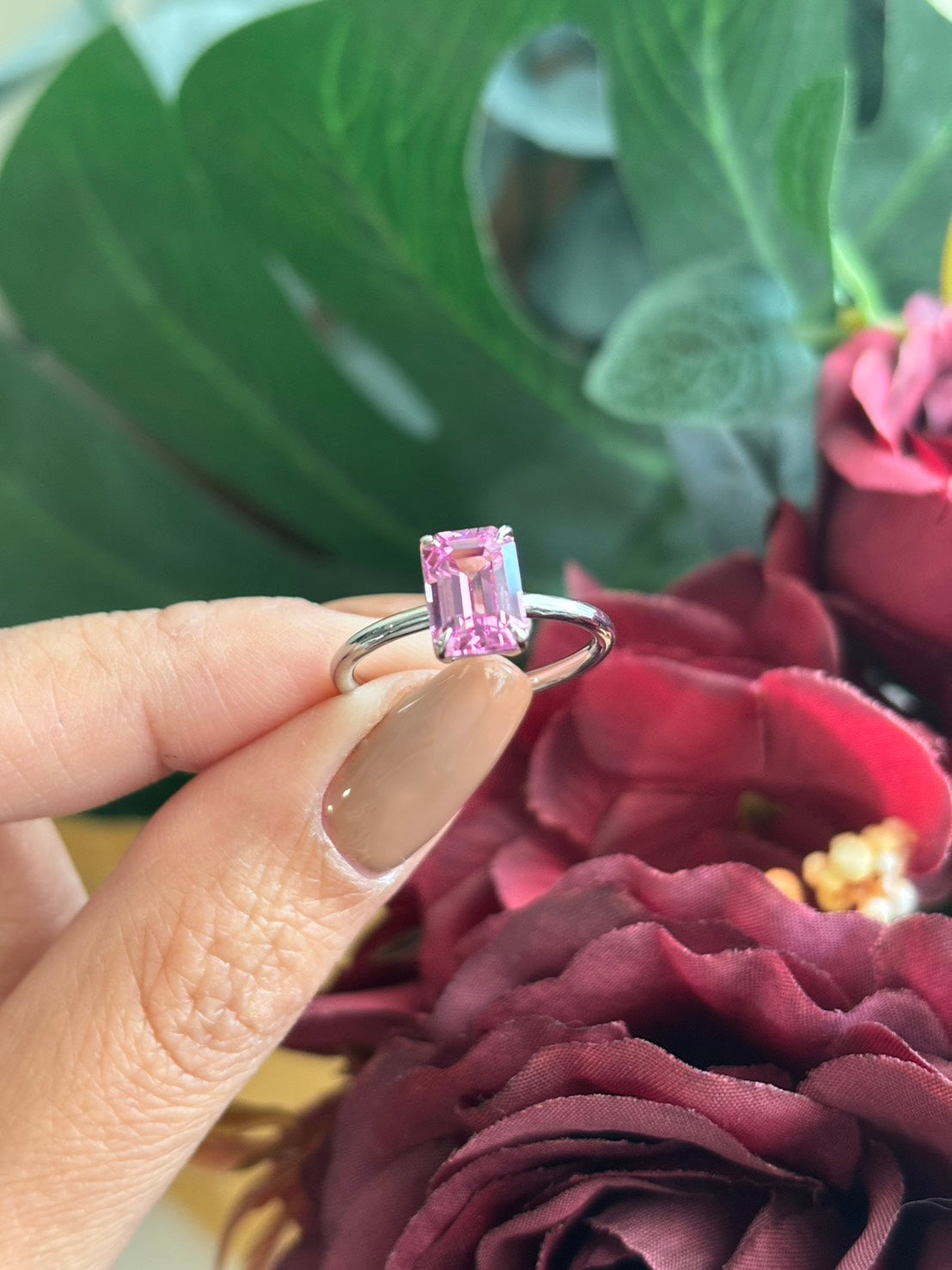 2.00ct Emerald-Cut Pink Sapphire Ring