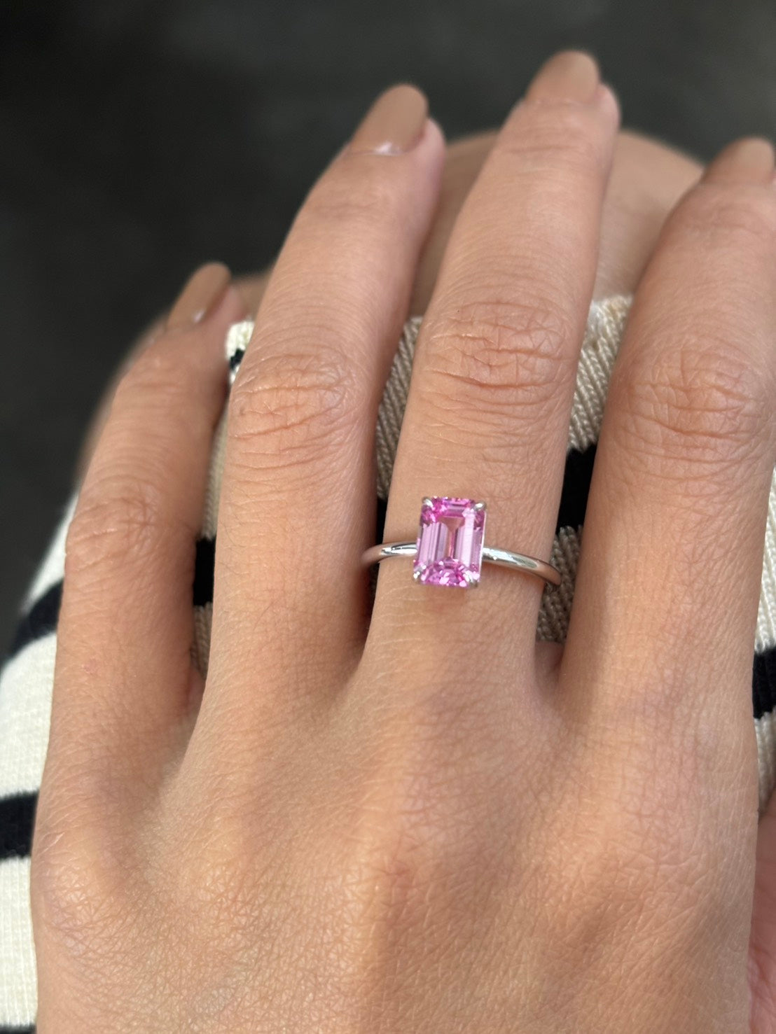 2.00ct Emerald-Cut Pink Sapphire Ring
