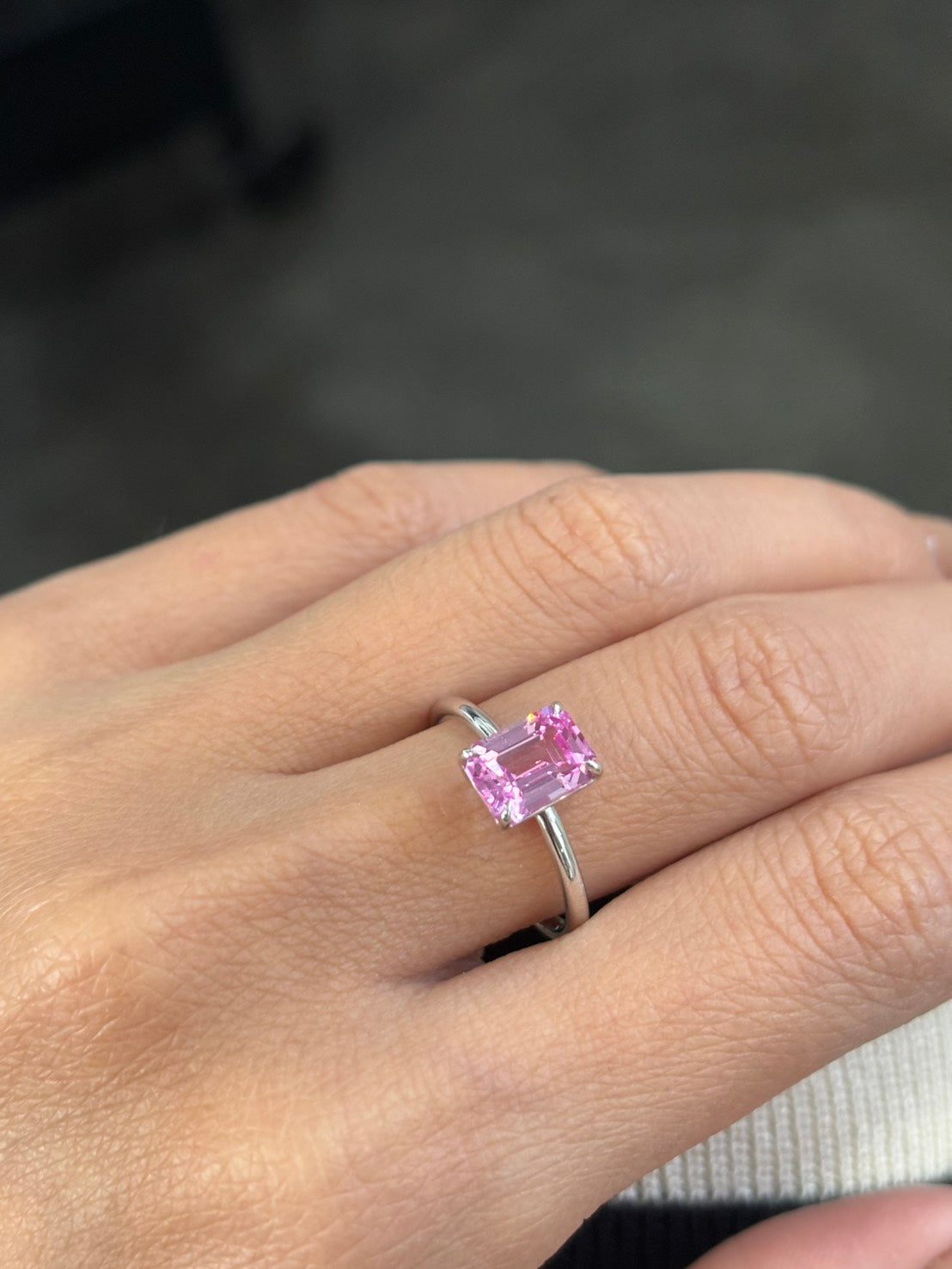 2.00ct Emerald-Cut Pink Sapphire Ring