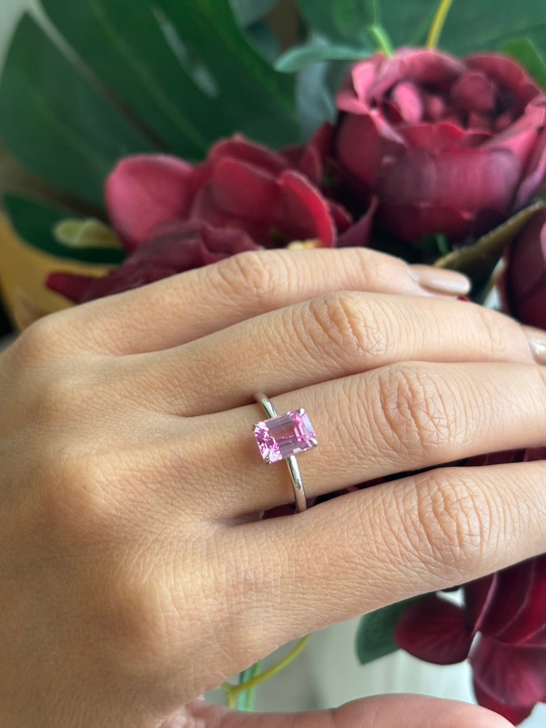2.00ct Emerald-Cut Pink Sapphire Ring