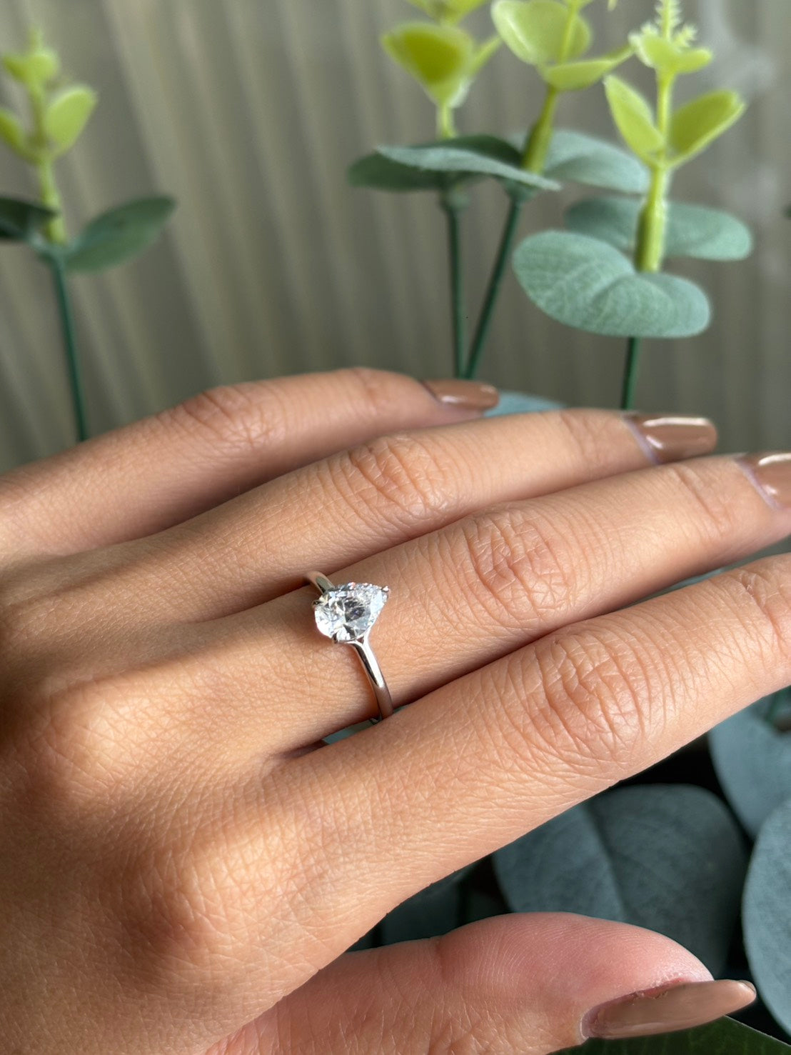 1 Carat Pear Lab Grown Diamond Floating Solitaire Ring
