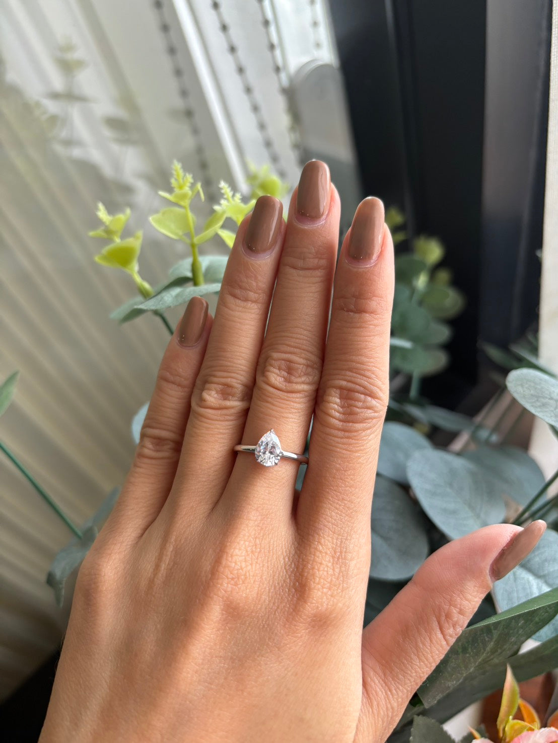 1 Carat Pear Lab Grown Diamond Floating Solitaire Ring