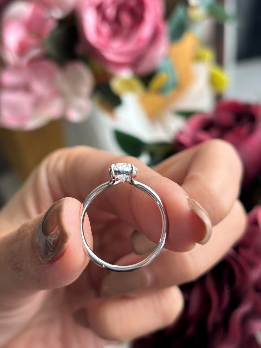 1 Carat Pear Lab Grown Diamond Floating Solitaire Ring