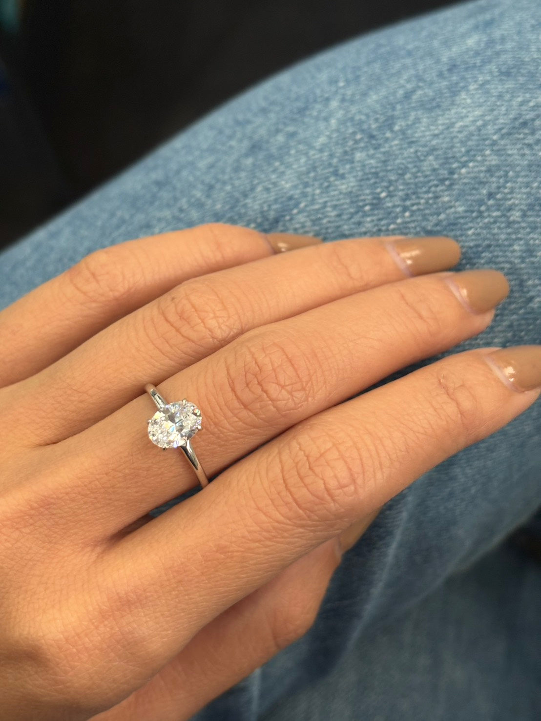 1 Carat Oval Lab Grown Diamond Floating Solitaire Ring