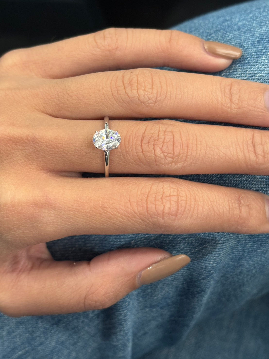 1 Carat Oval Lab Grown Diamond Floating Solitaire Ring
