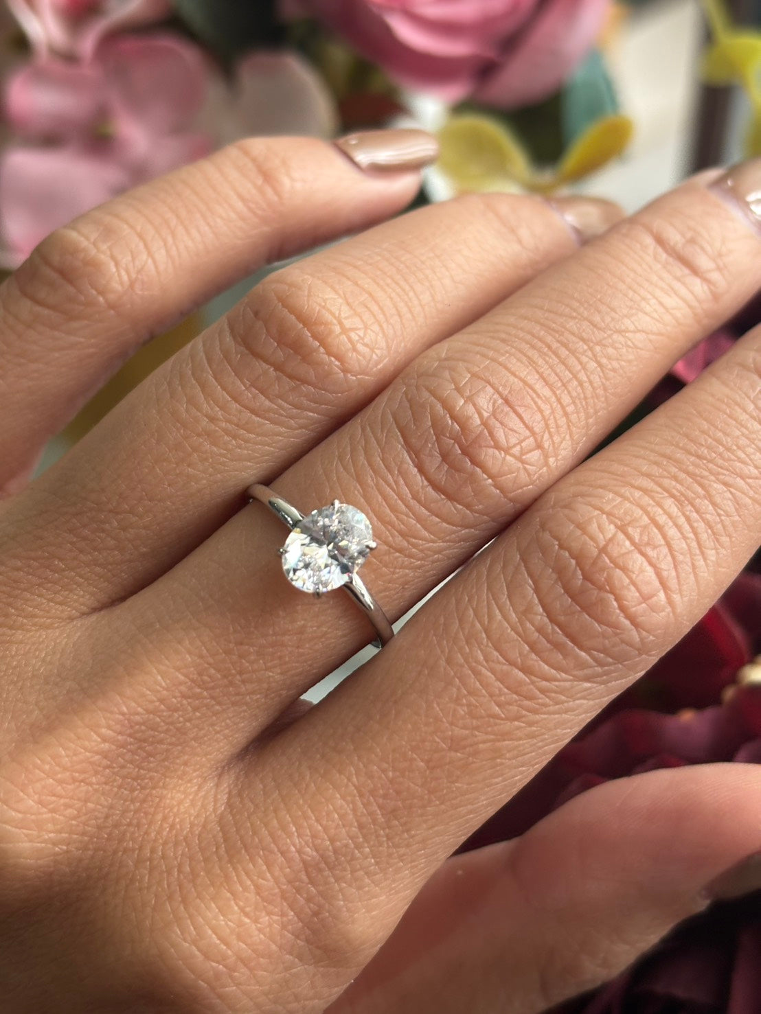 1 Carat Oval Lab Grown Diamond Floating Solitaire Ring