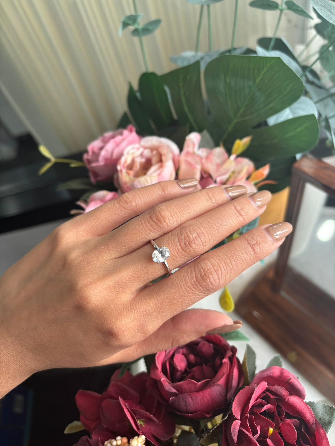 1 Carat Oval Lab Grown Diamond Floating Solitaire Ring
