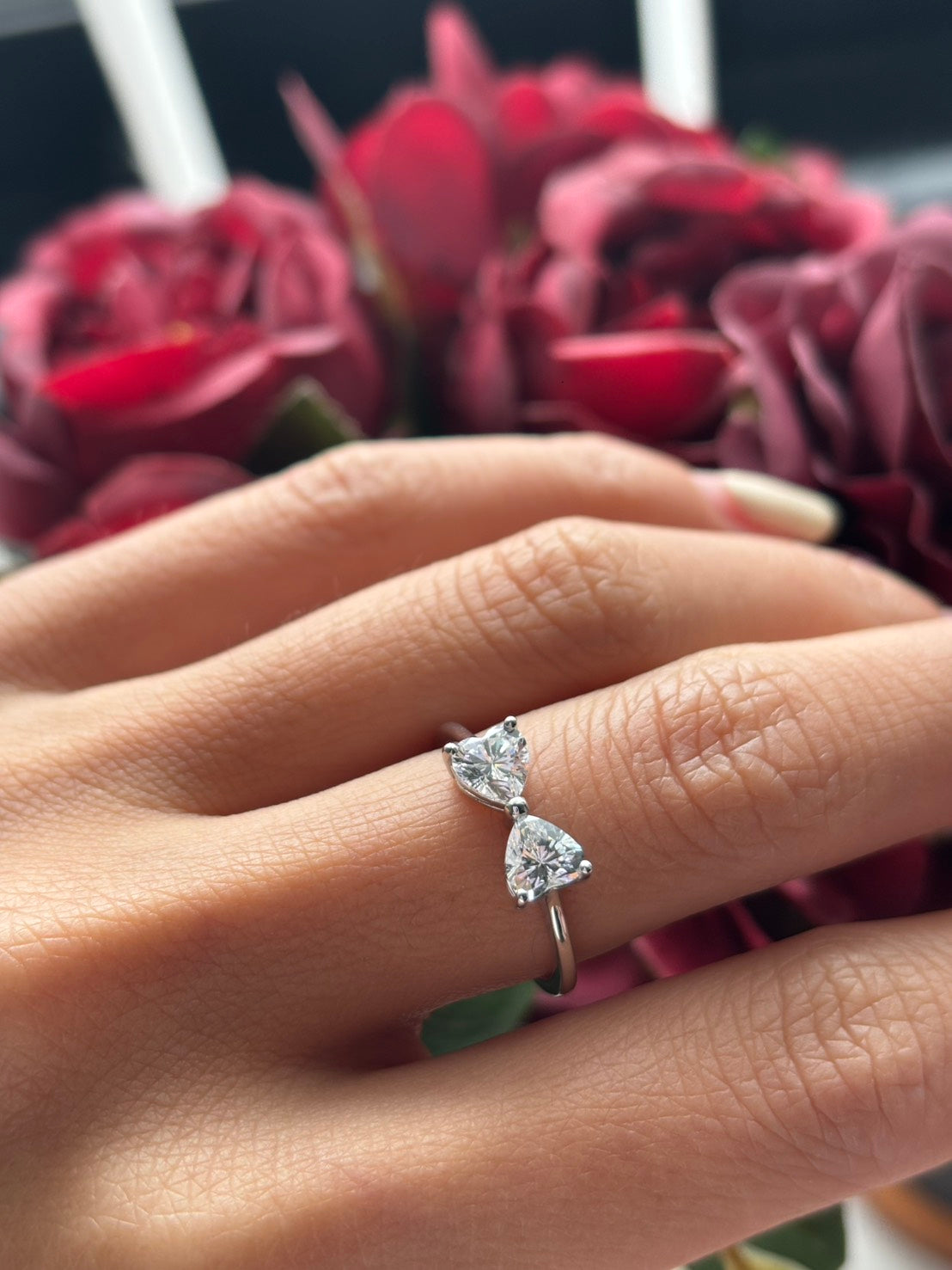Bow Duo Heart Cut Lab Grown Diamond Ring