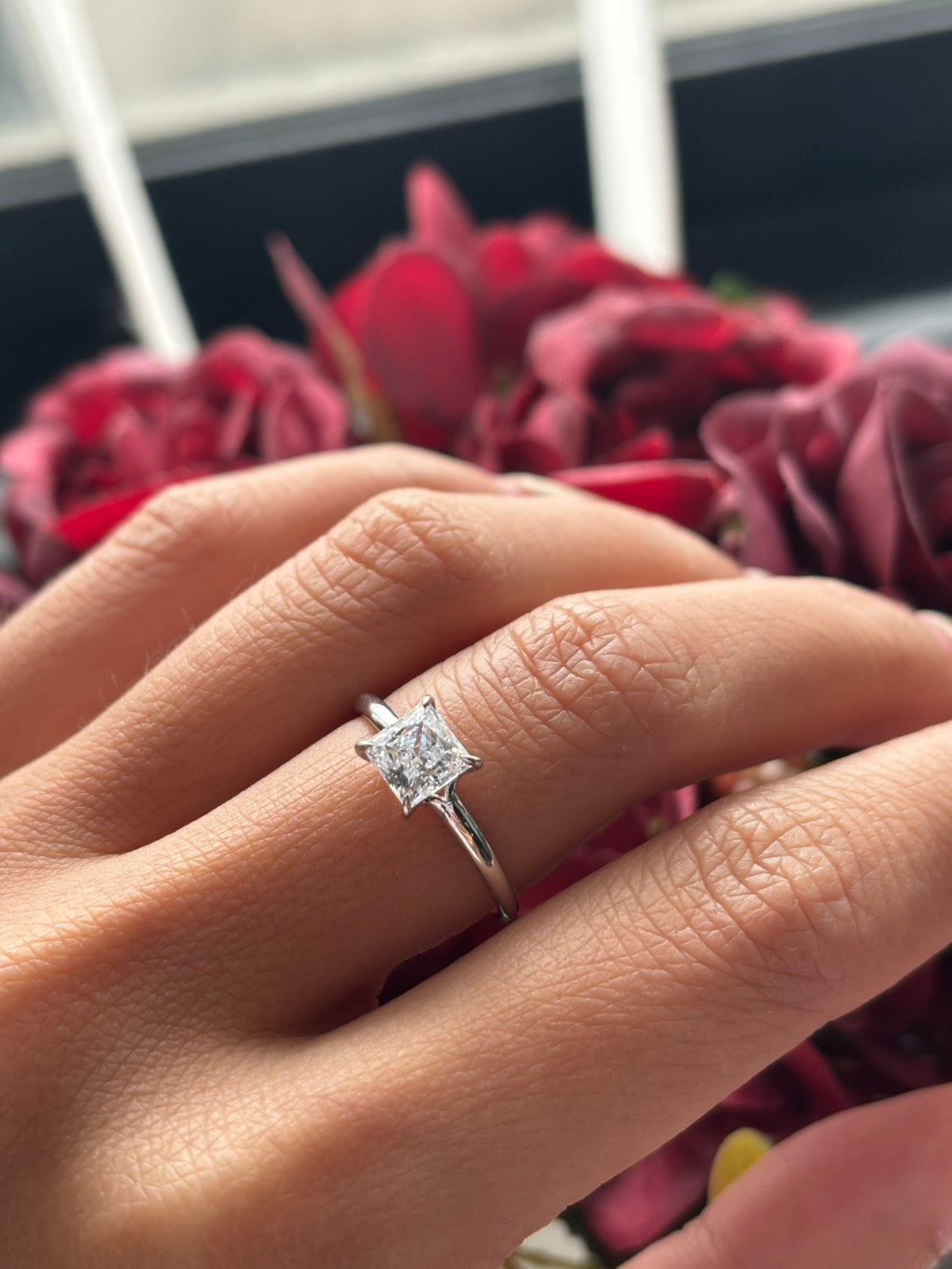 1 Carat Princess Cut Lab Grown Diamond Floating Solitaire Ring