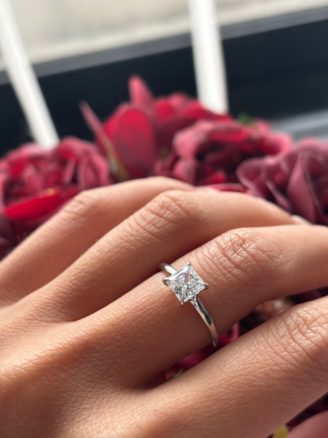 1 Carat Princess Cut Lab Grown Diamond Floating Solitaire Ring