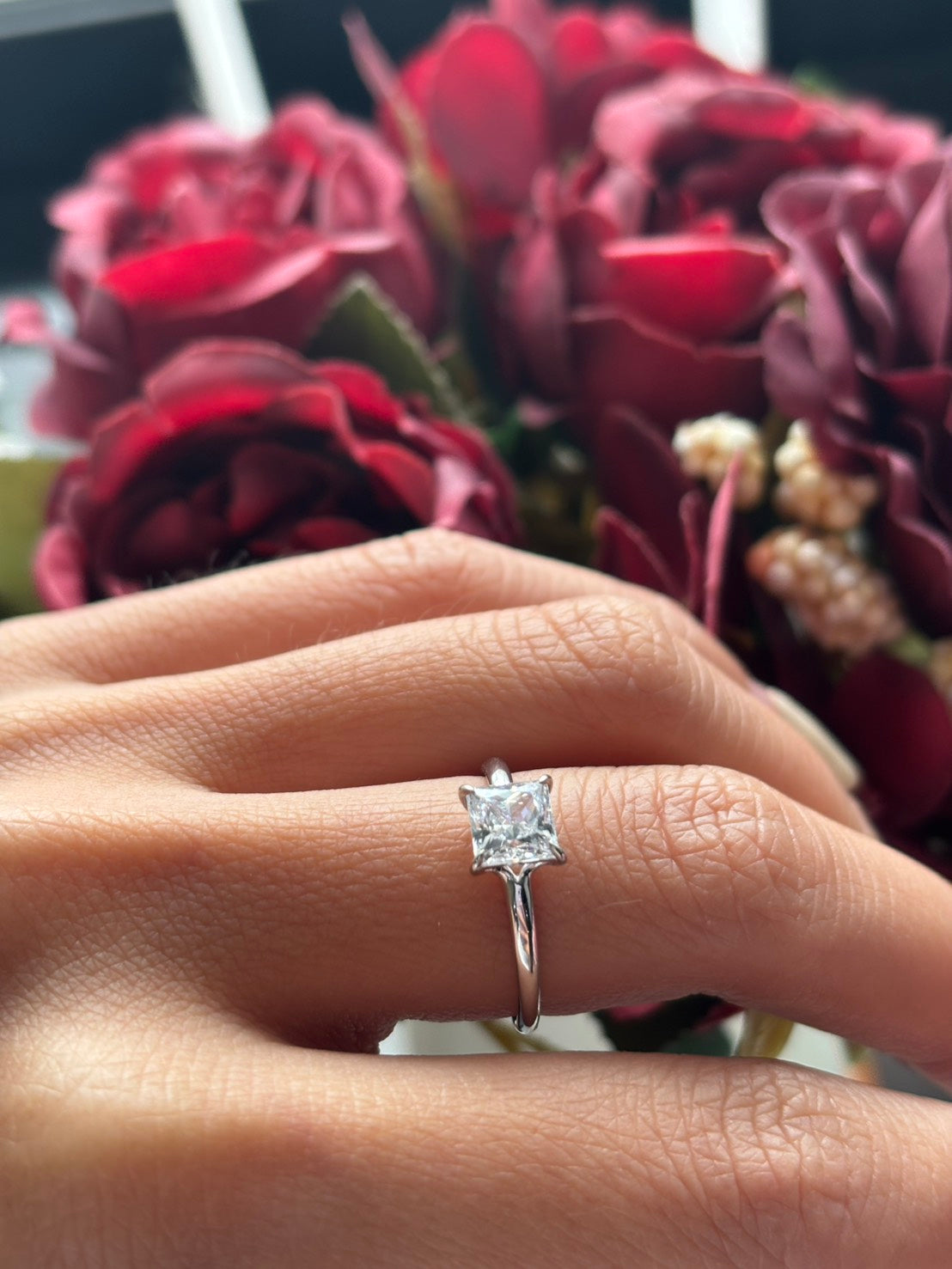 1 Carat Princess Cut Lab Grown Diamond Floating Solitaire Ring