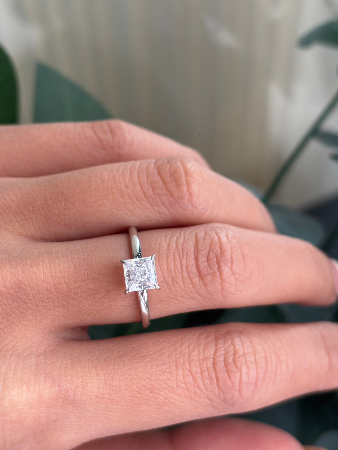 1 Carat Princess Cut Lab Grown Diamond Floating Solitaire Ring