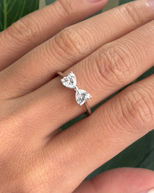 Bow Duo Heart Cut Lab Grown Diamond Ring