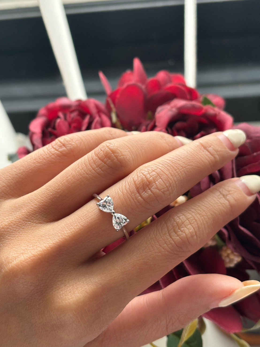 Bow Duo Heart Cut Lab Grown Diamond Ring