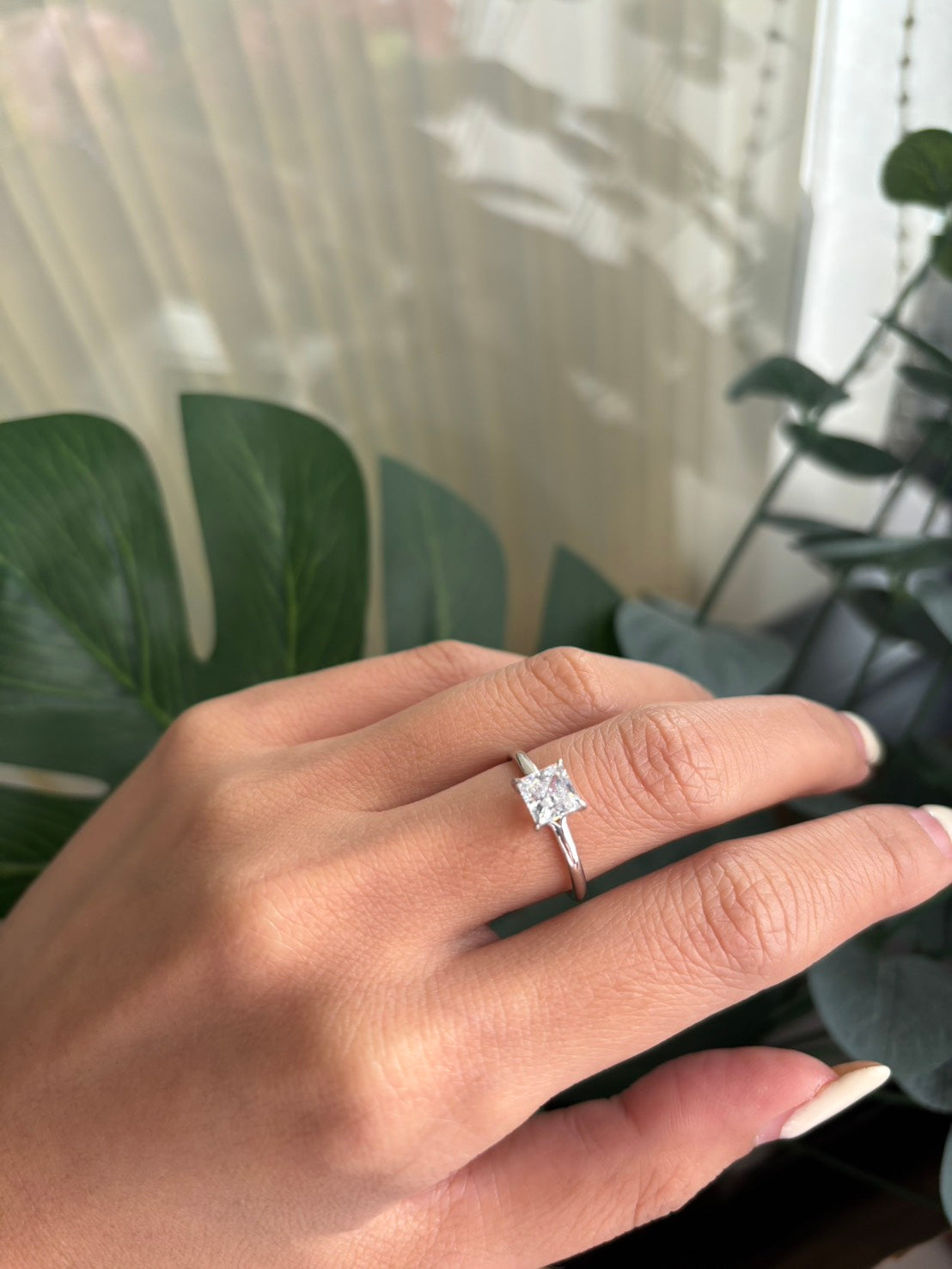 1 Carat Princess Cut Lab Grown Diamond Floating Solitaire Ring