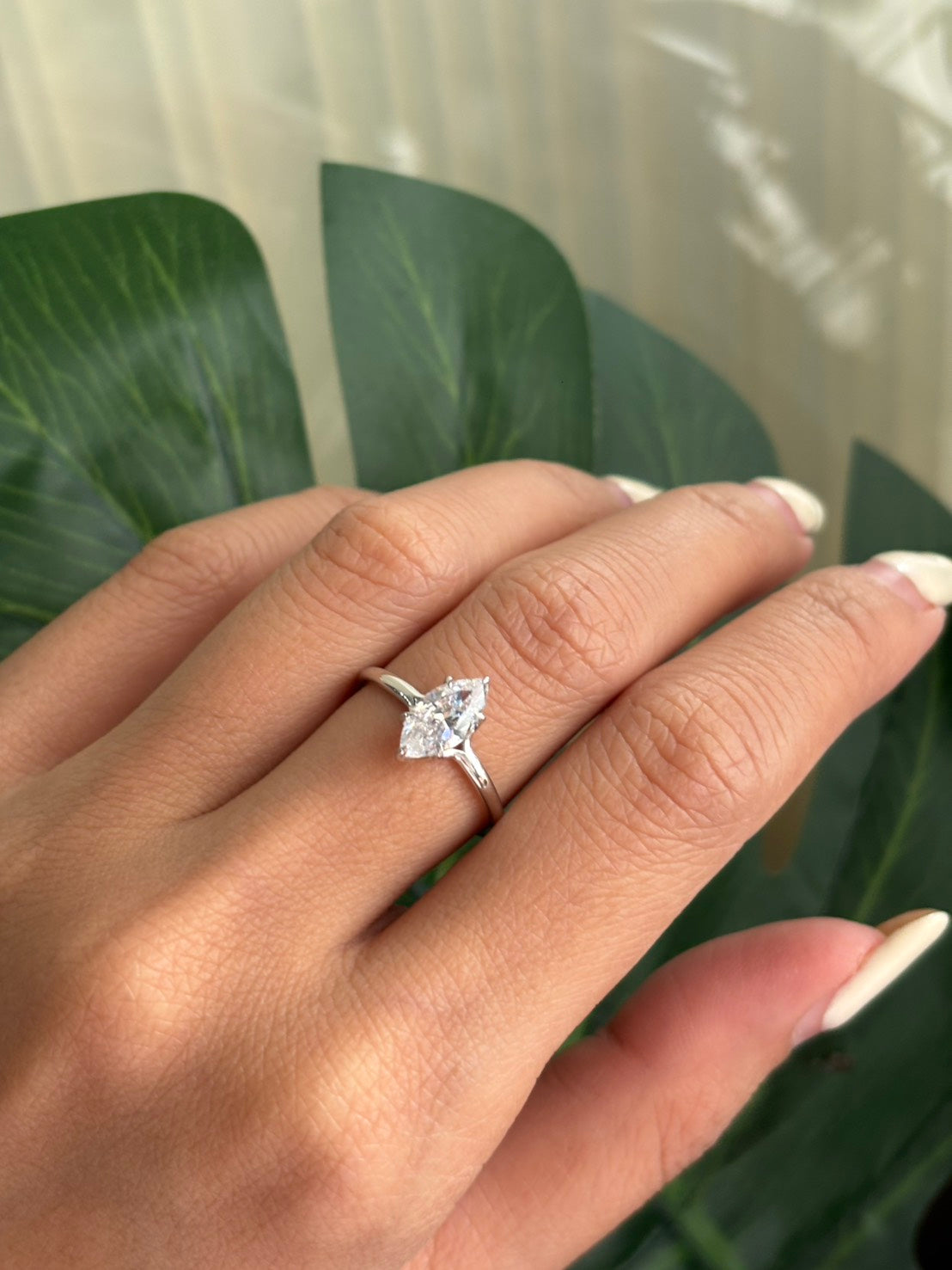1 Carat Marquise Cut Lab Grown Diamond Floating Solitaire Ring