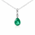 Pear Emerald Pendant with Moissanite Accent