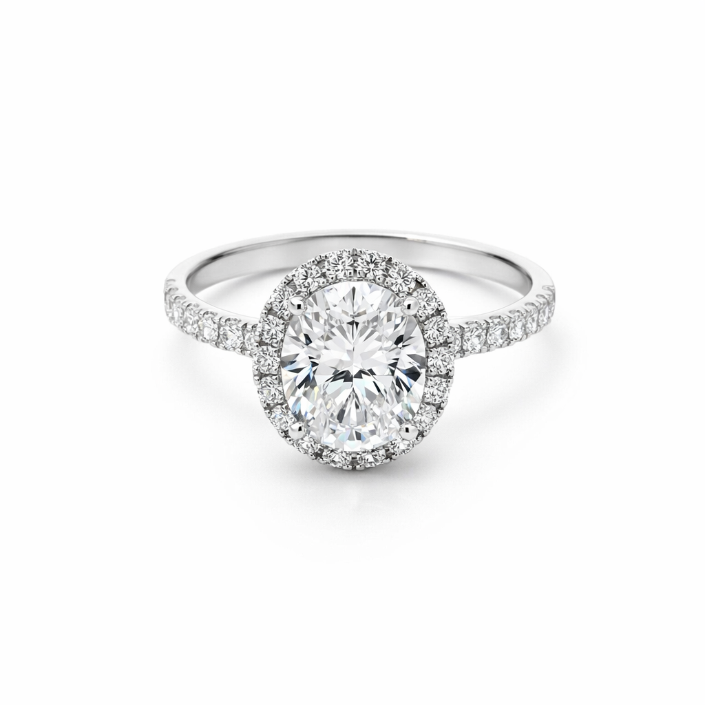 Oval Halo Moissanite Ring