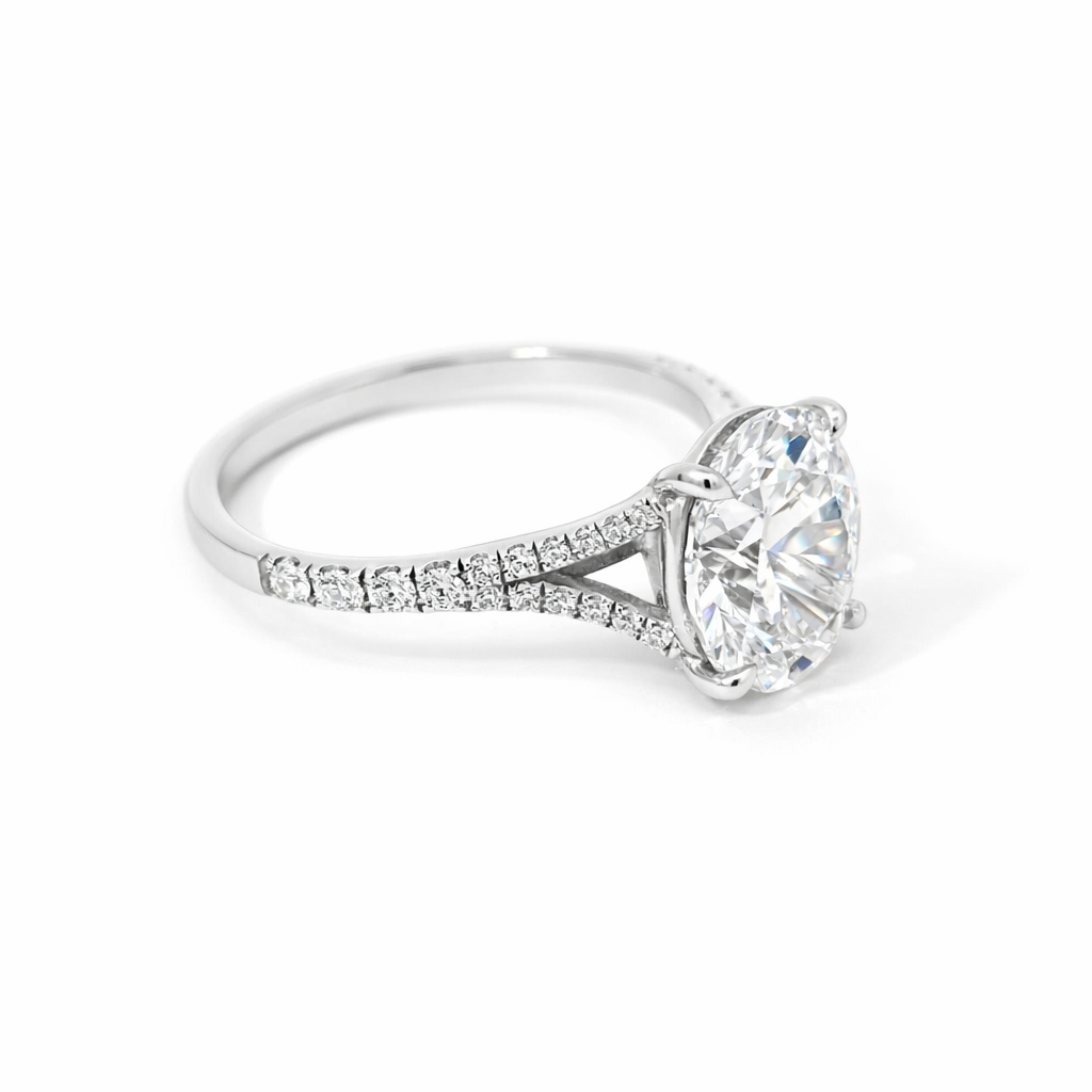 Oval Moissanite Split Shank Ring