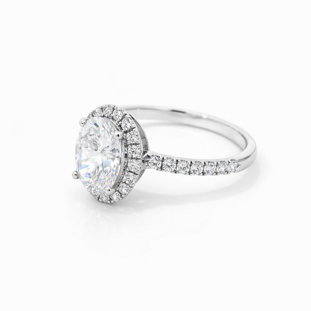 Oval Halo Moissanite Ring