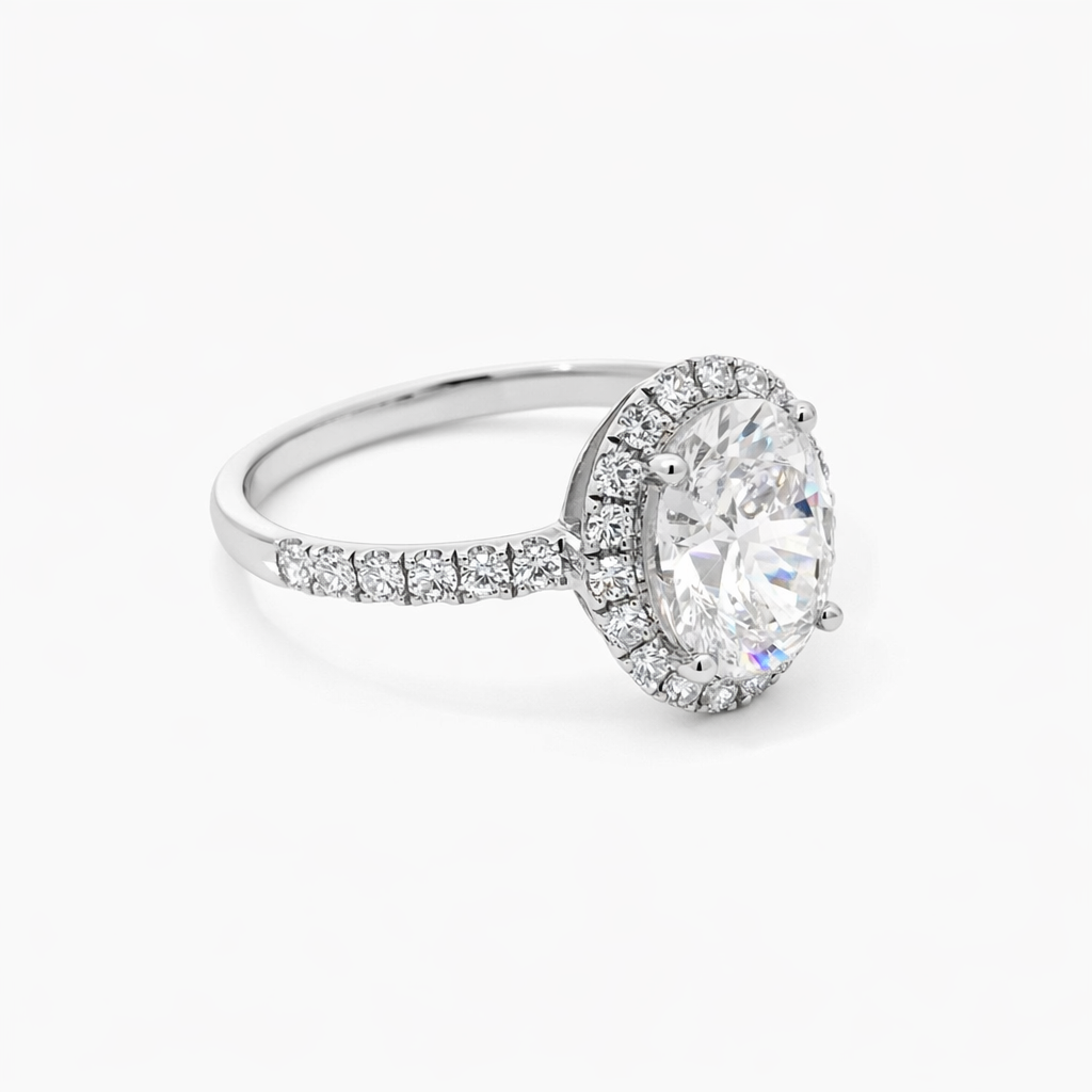 Oval Halo Moissanite Ring