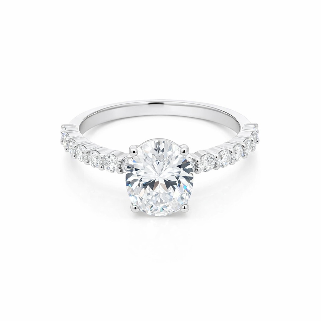 Oval Moissanite Pavé Ring