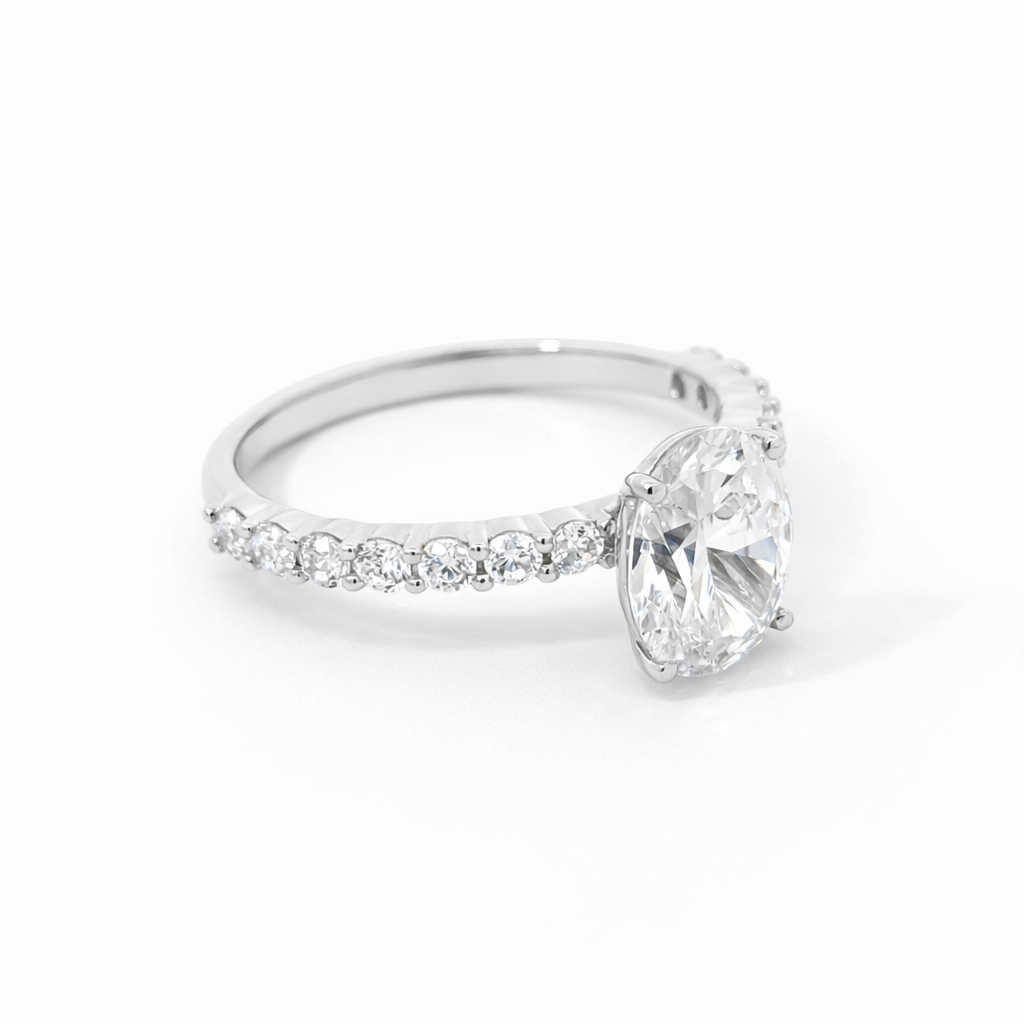 Oval Moissanite Pavé Ring