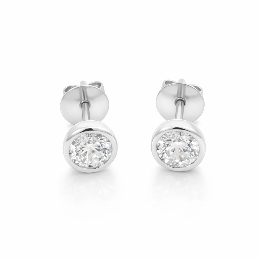 Bezel Moissanite Studs