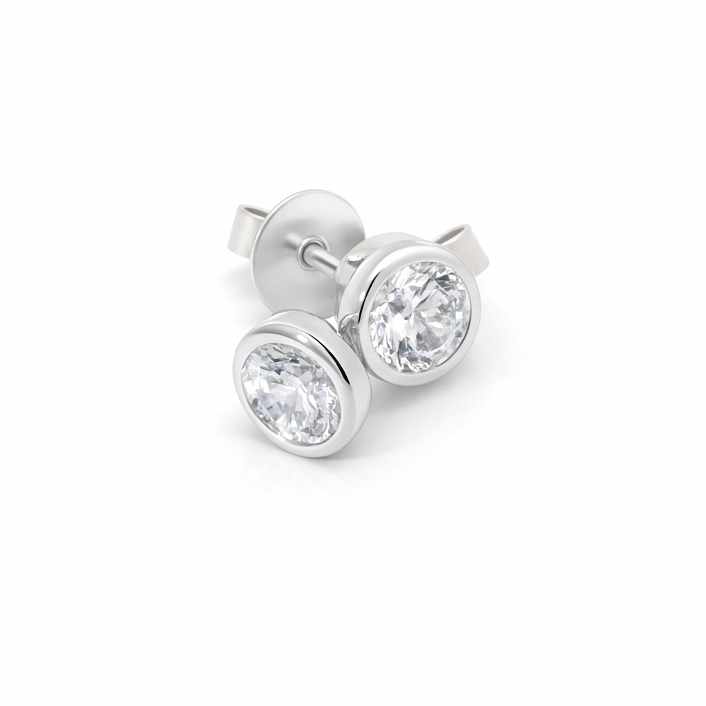 Bezel Moissanite Studs