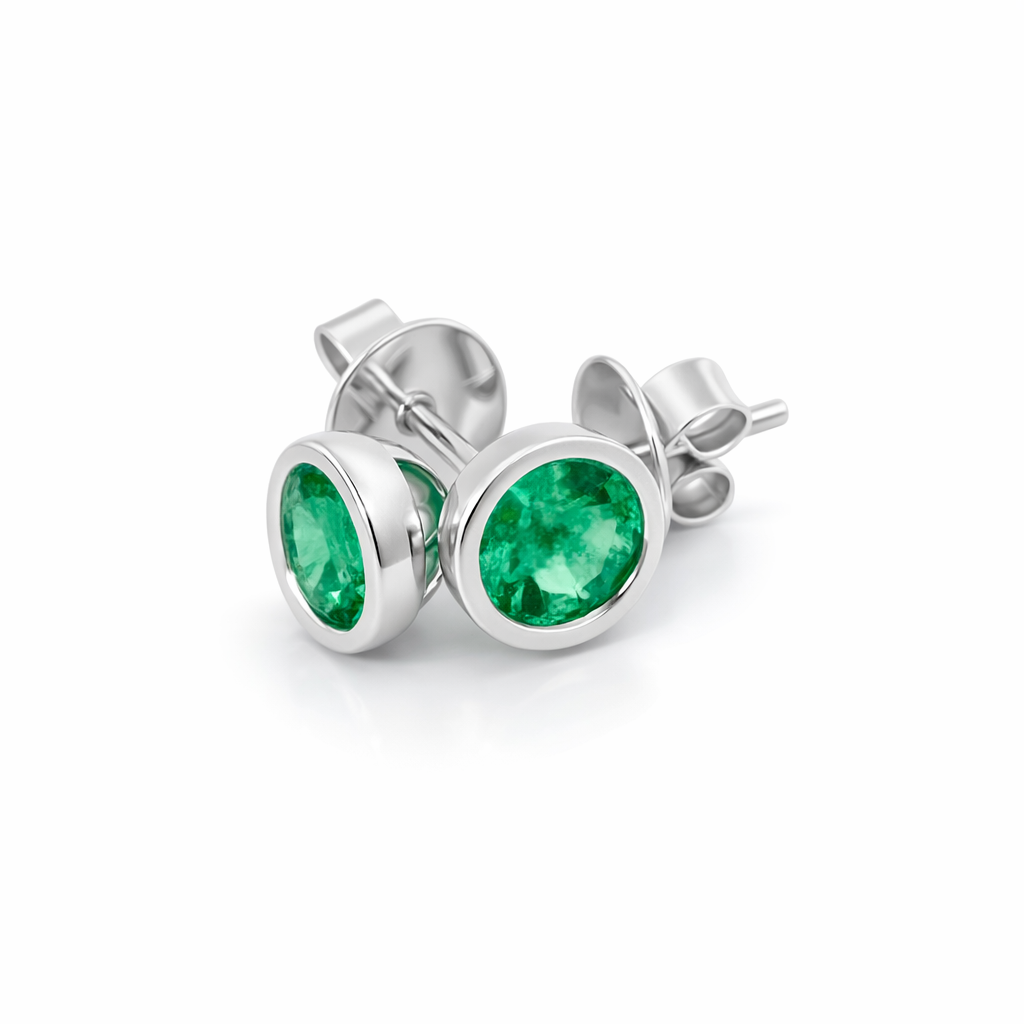 Bezel Emerald Studs