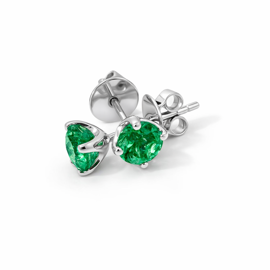 Modern Emerald Studs