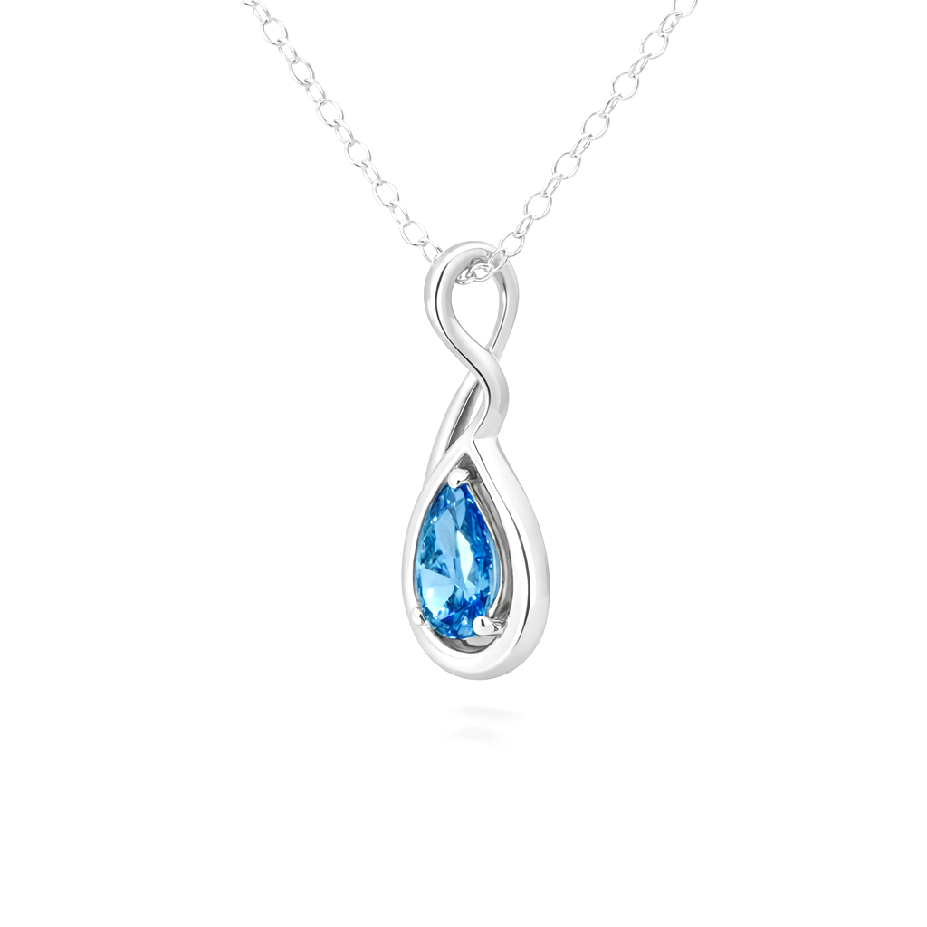 1.10ct Fancy Vivid Blue Lab-Grown Diamond Pendant | Pear VS1 | IGI Certified | Rhodium 925 Silver | One of One