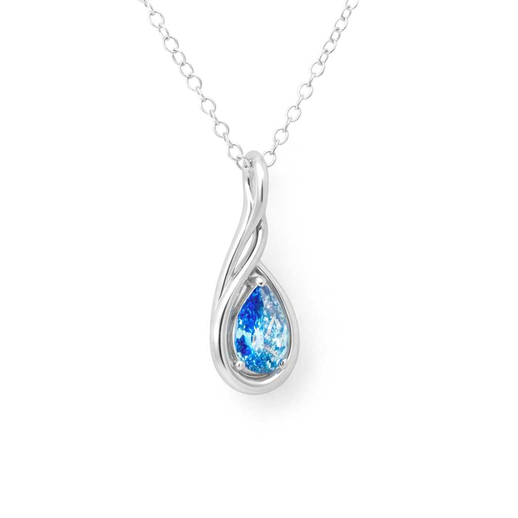 1.10ct Fancy Vivid Blue Lab-Grown Diamond Pendant | Pear VS1 | IGI Certified | Rhodium 925 Silver | One of One