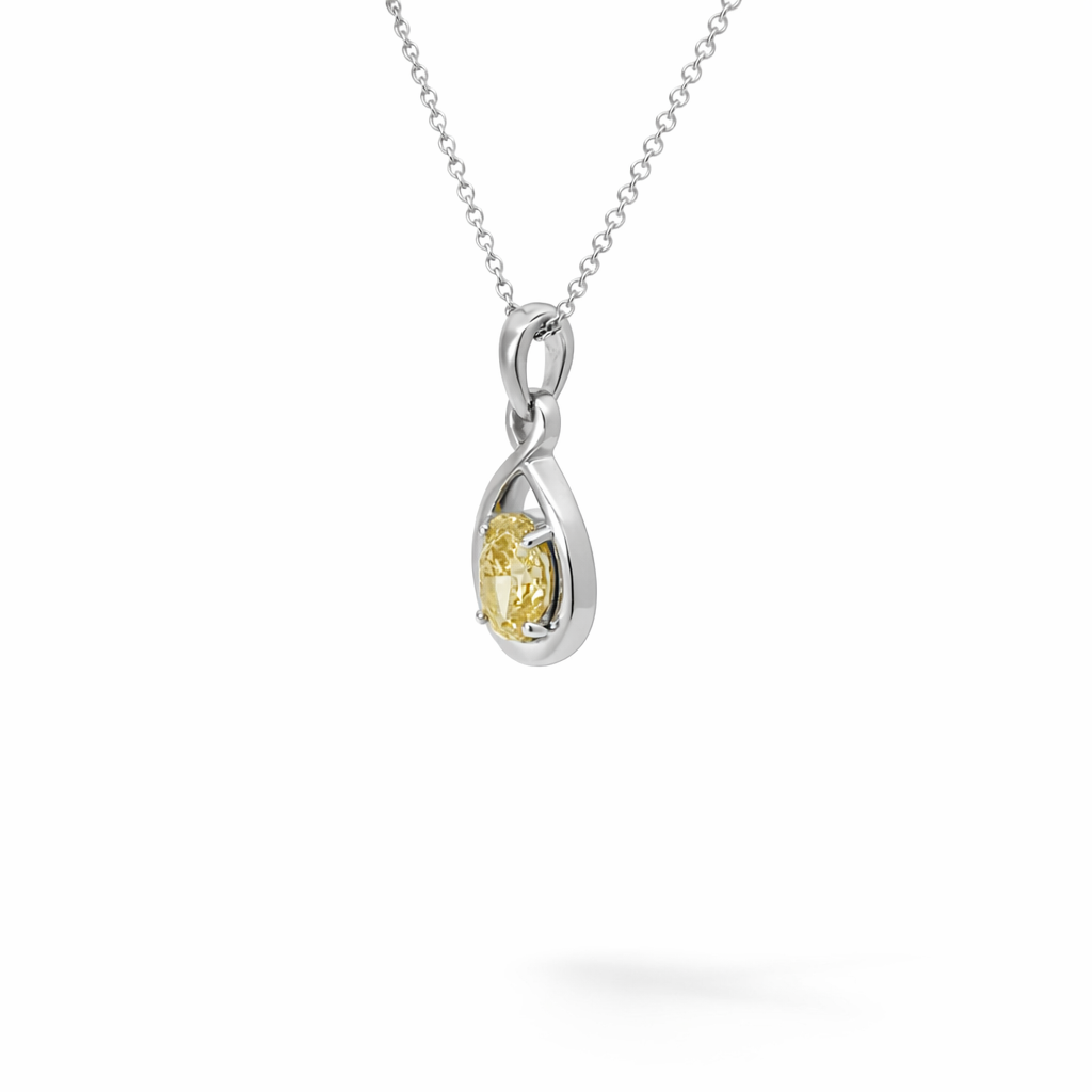 0.69ct Fancy Vivid Brownish Yellow Lab-Grown Diamond Pendant | Oval VS2 | IGI Certified | Rhodium 925 Silver | One of One