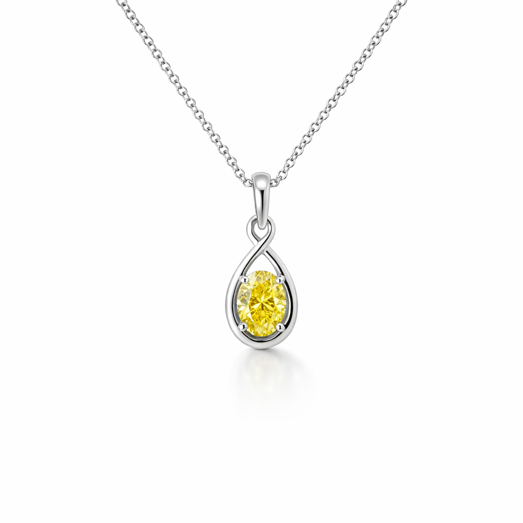 0.69ct Fancy Vivid Brownish Yellow Lab-Grown Diamond Pendant | Oval VS2 | IGI Certified | Rhodium 925 Silver | One of One
