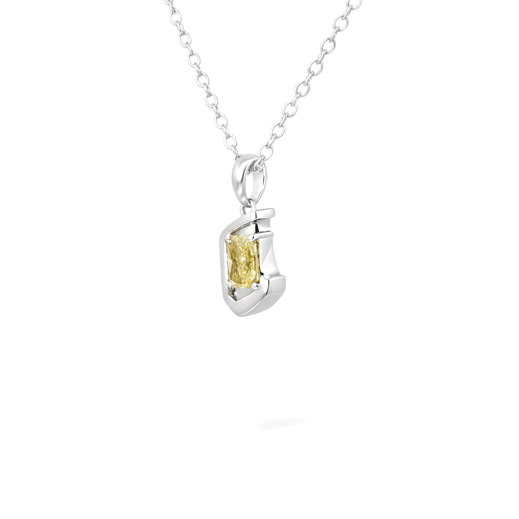 0.69ct Fancy Vivid Yellow Lab-Grown Diamond Pendant | Octagon VVS2 | IGI Certified | Rhodium 925 Silver | One of One