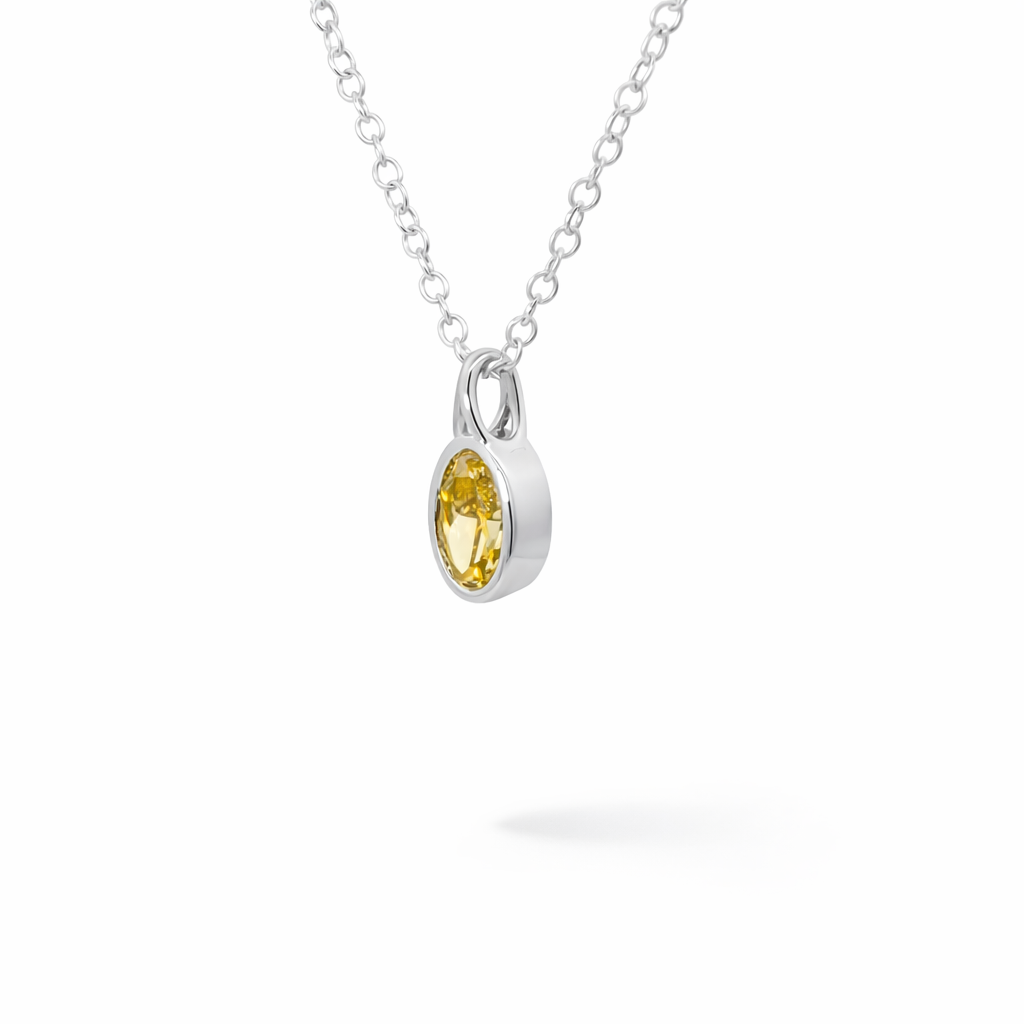 0.95ct Fancy Vivid Brownish Yellow Lab-Grown Diamond Pendant | Oval VS2 | Certified | Rhodium 925 Silver | One of One