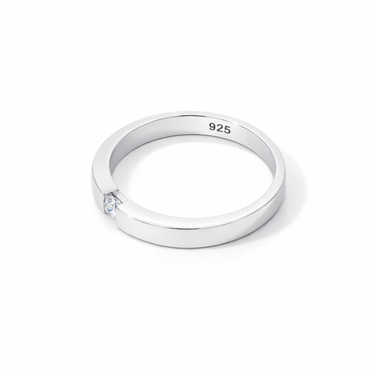 0.10 ct lab-grown diamond minimal band ring, angled view