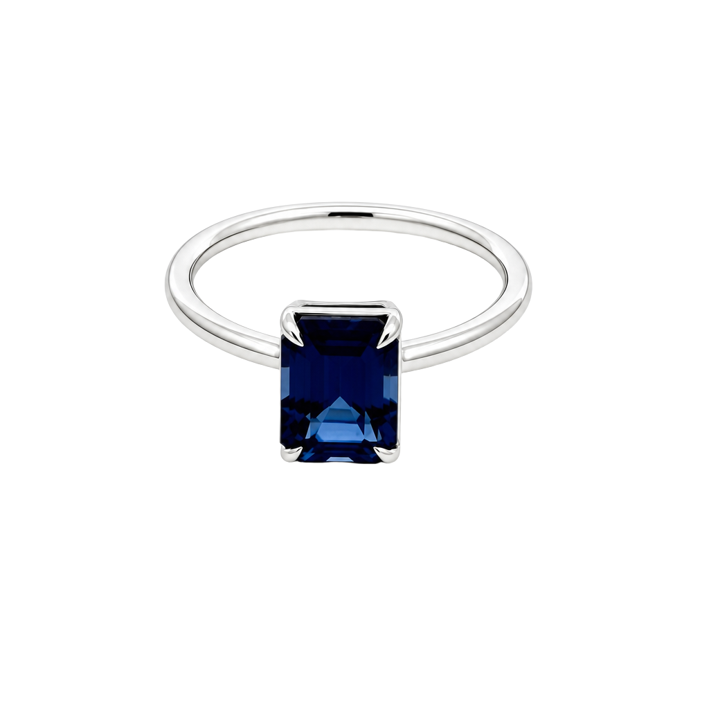 Octagon Blue Sapphire Solitaire Ring