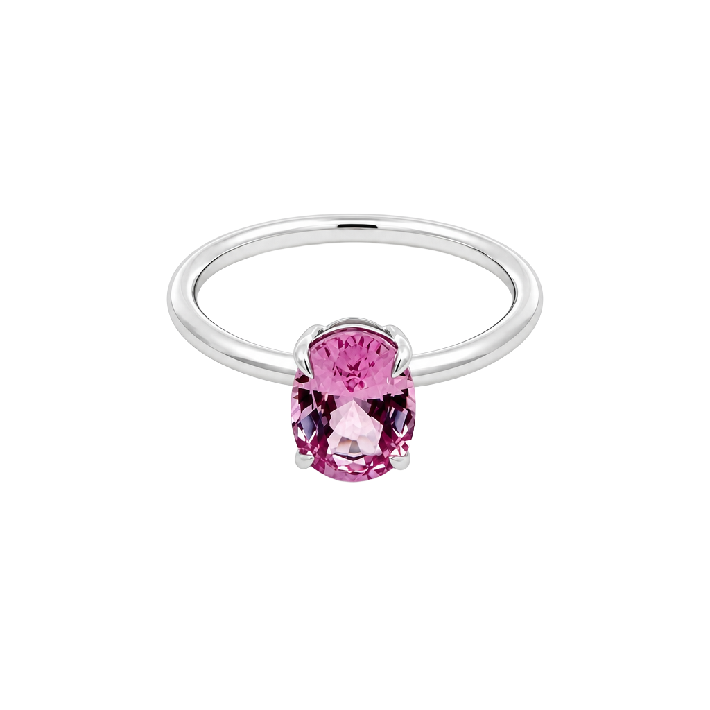 Oval Pink Sapphire Solitaire Ring