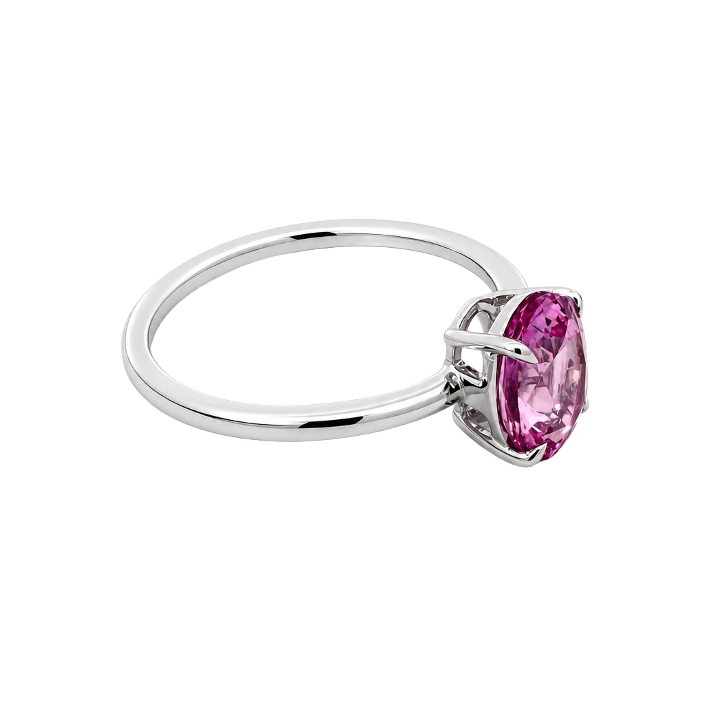 Oval Pink Sapphire Solitaire Ring