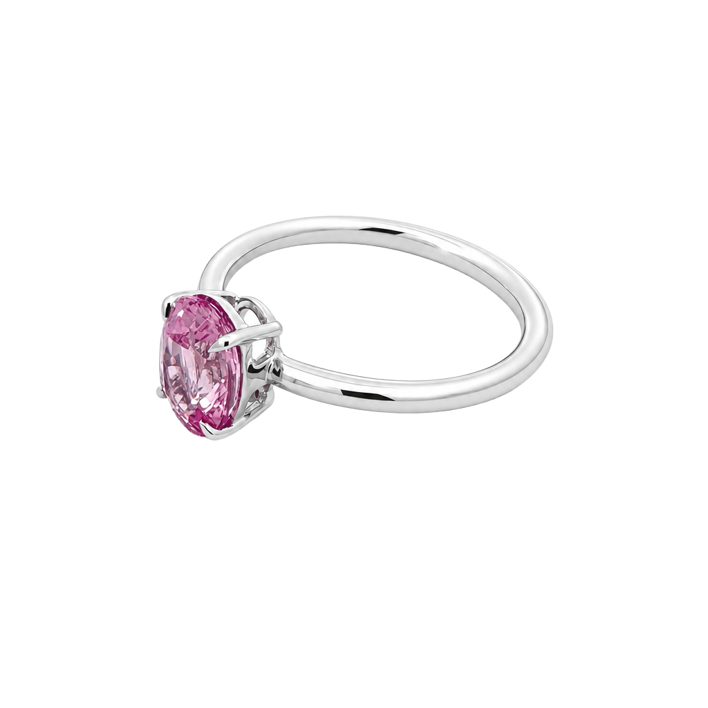 Oval Pink Sapphire Solitaire Ring