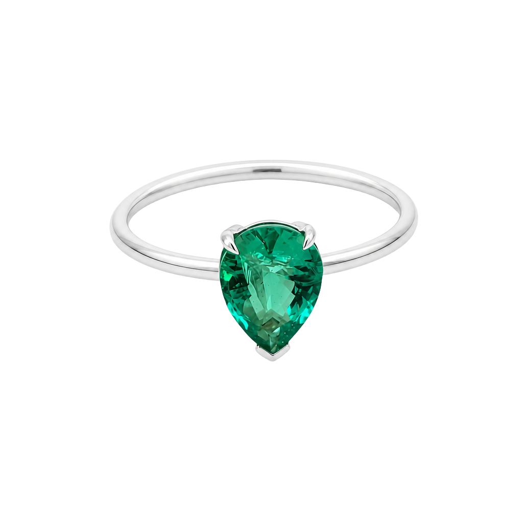 Pear Emerald Solitaire Ring