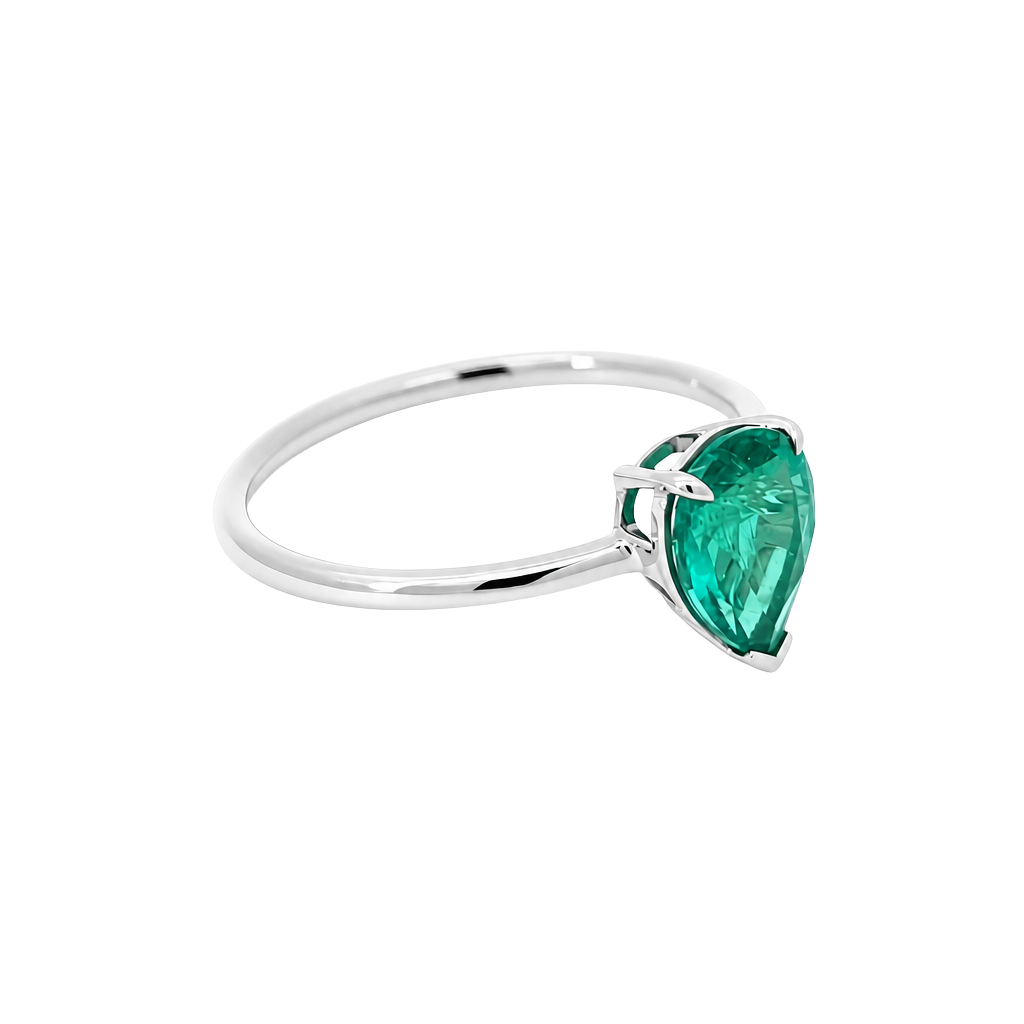 Pear Emerald Solitaire Ring